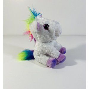 Plush White Rainbow Mane Horse Soft Toy Kids Stuffed Animal MVP Brands 7”